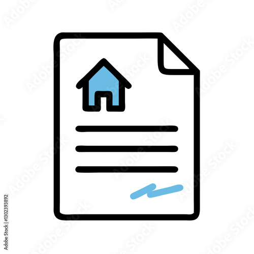 Document with house icon on white background