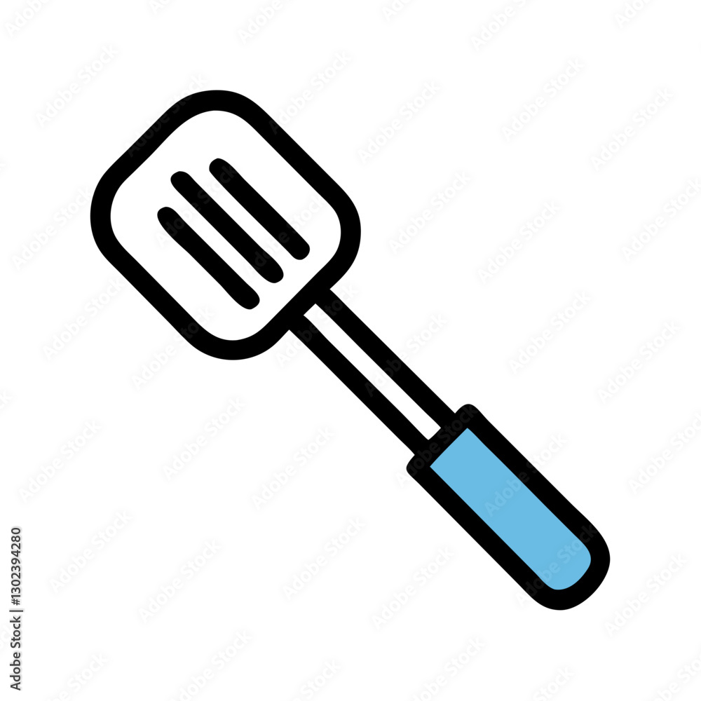 Spatula with blue handle on white background Spatula with blue handle on white background