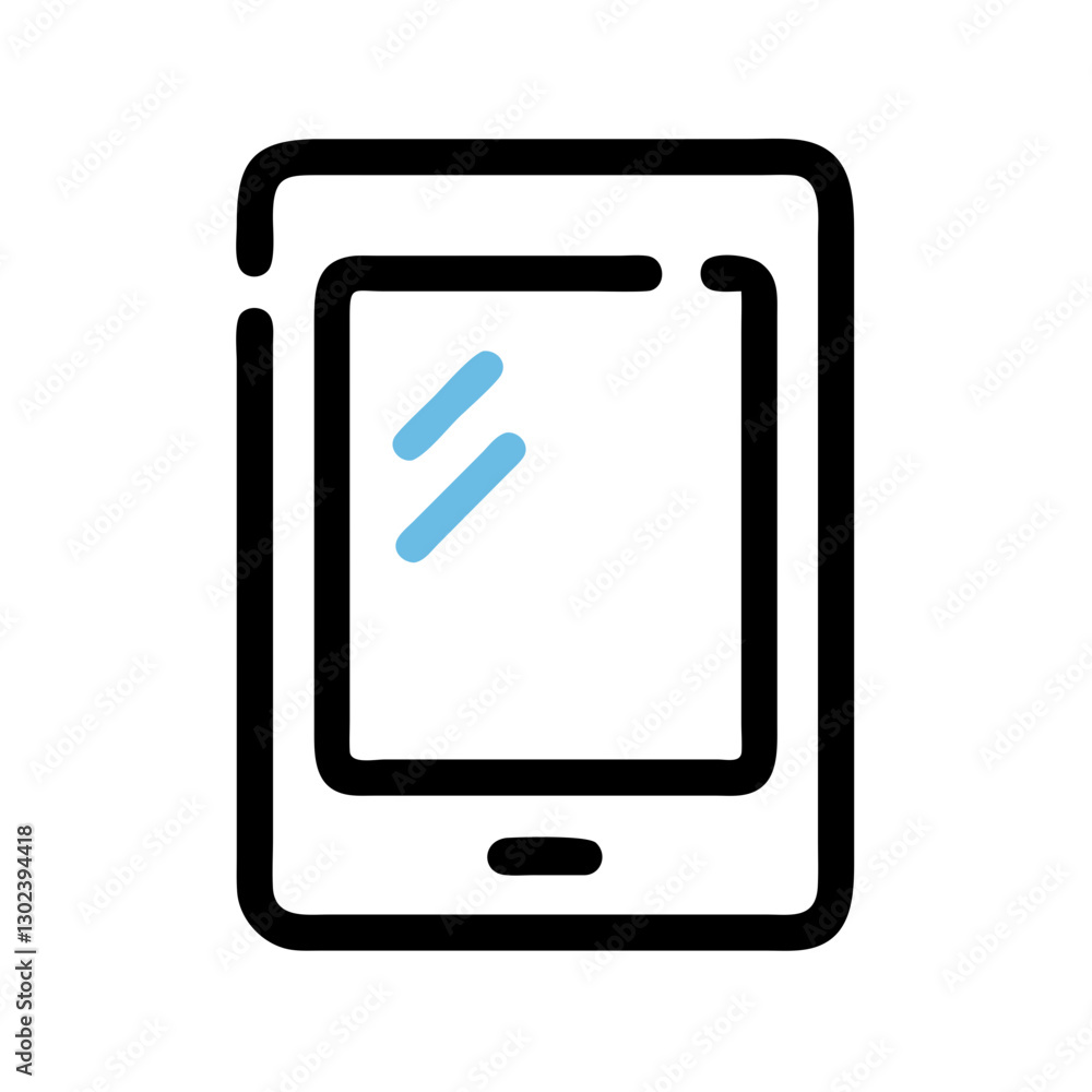 Digital tablet with reflective screen and blue accents Digital tablet with reflective screen and blue accents