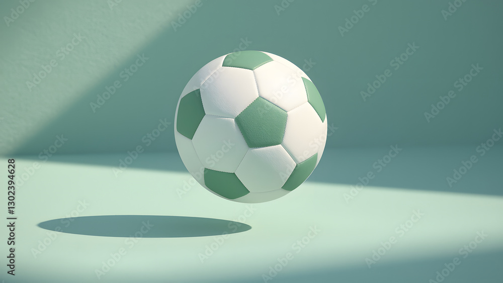 Obraz premium Minimalist Floating Soccer Ball with Soft Shadows