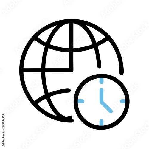 Globe and clock icon representing time zones and globalization