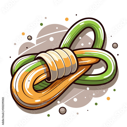 Colorful climbing knot illustration on abstract background