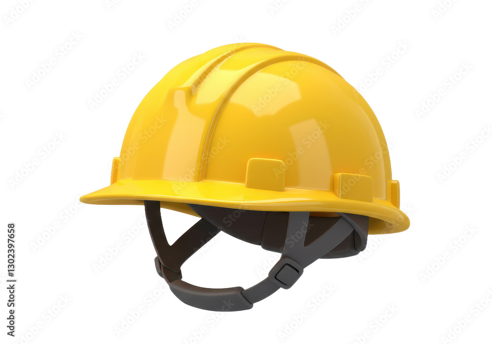 Naklejka premium 3D illustration of a bright yellow construction helmet with a smooth glossy surface