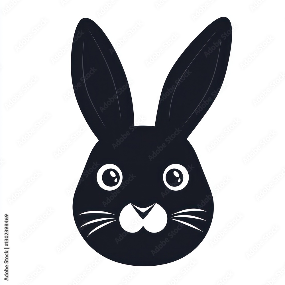 Obraz premium Bold, clean Easter bunny face icon in black vector style.