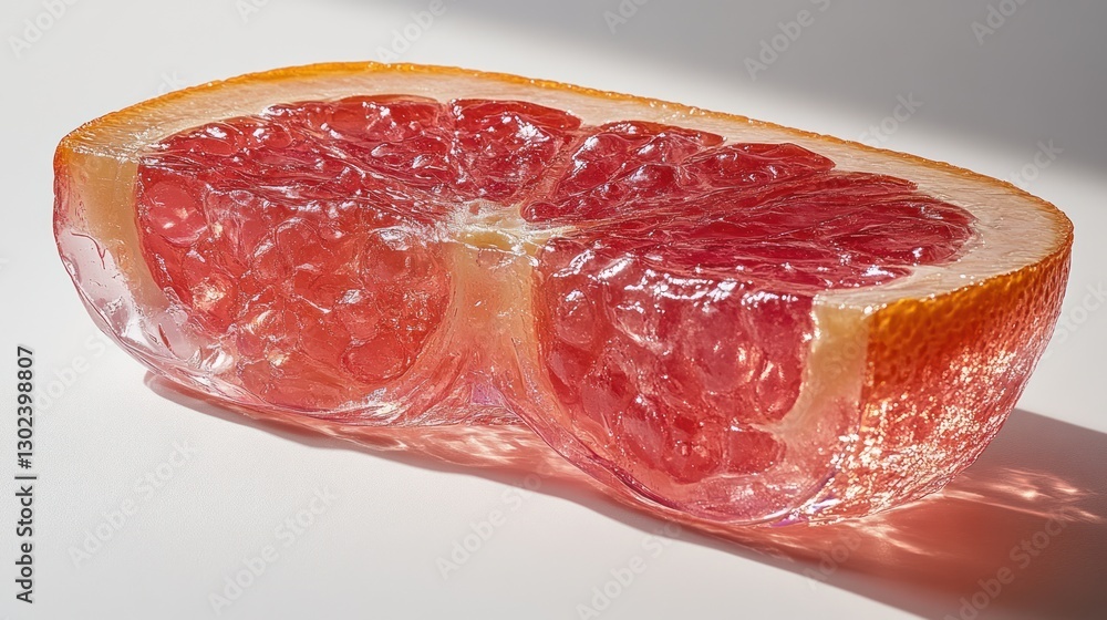 Frozen grapefruit slice, studio shot, sunlight, white background, food photography Frozen grapefruit slice, studio shot, sunlight, white background, food photography