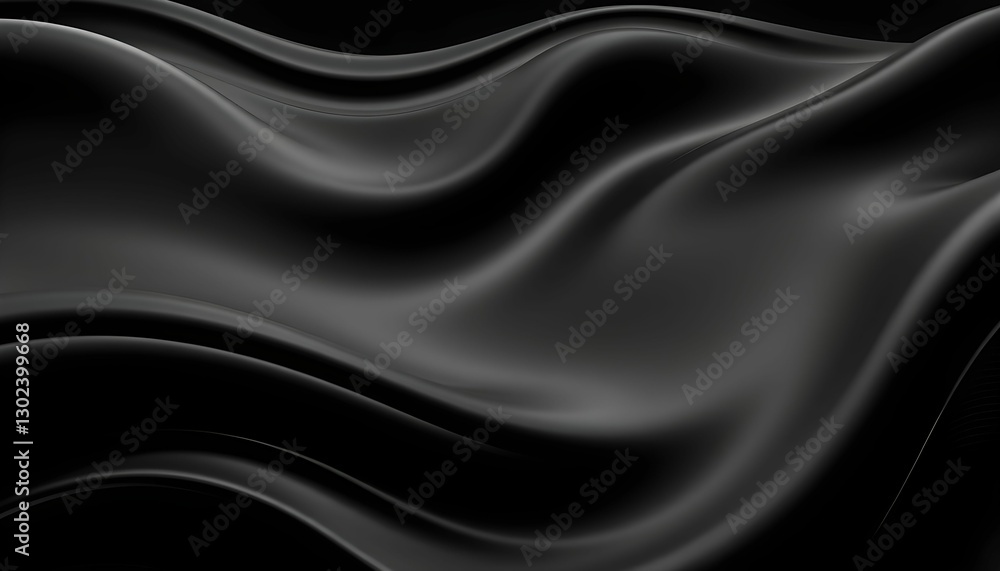 Elegant Black Fabric Waves in Dark Background Art Elegant Black Fabric Waves in Dark Background Art