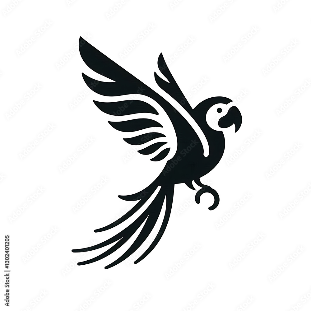 flat and minimalist Parrot fly icon of silhouette black shape illustration 2012 flat and minimalist Parrot fly icon of silhouette black shape illustration 2012
