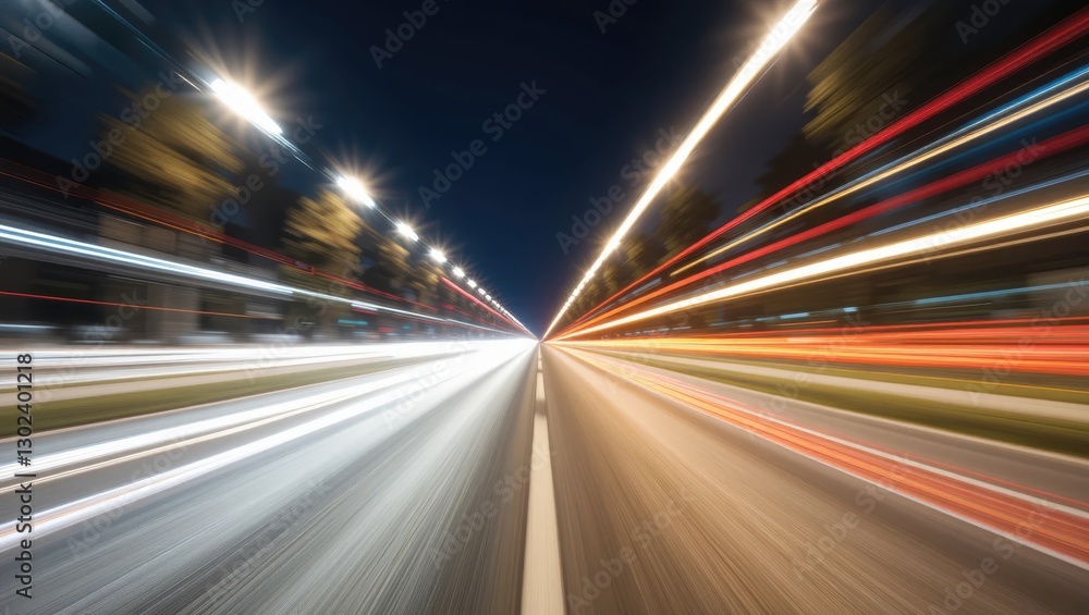 Dynamic Nighttime Road Scene with Blurred Lights and Motion Effects Conveying Speed Dynamic Nighttime Road Scene with Blurred Lights and Motion Effects Conveying Speed