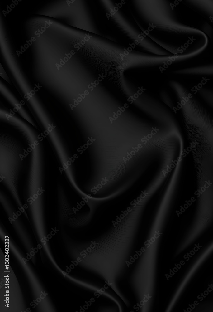 Obraz premium Elegant Black Silk Fabric Background with Soft Wave Texture