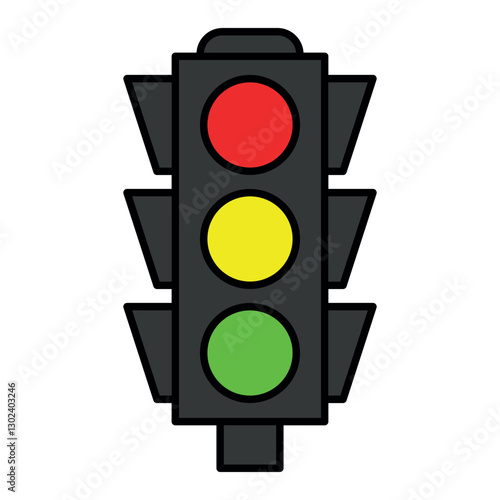 traffic light sign symbol vector flat icon