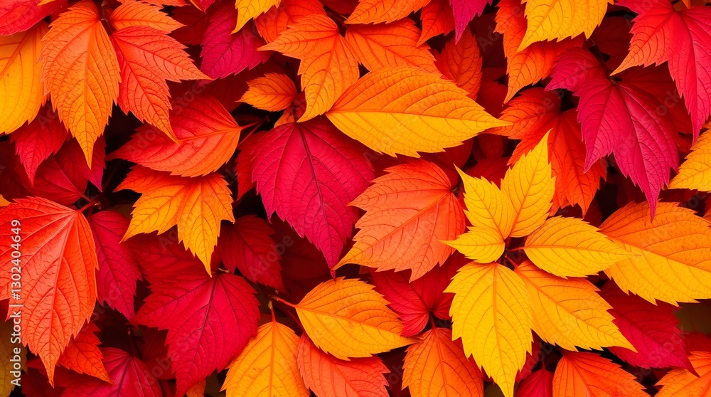 a vibrant collection of autumn leaves in fiery red, orange, and golden yellow hues. The intricate leaf textures and delicate veins create a mesmerizing pattern, while soft lighting adds depth and warm a vibrant collection of autumn leaves in fiery red, orange, and golden yellow hues. The intricate leaf textures and delicate veins create a mesmerizing pattern, while soft lighting adds depth and warm