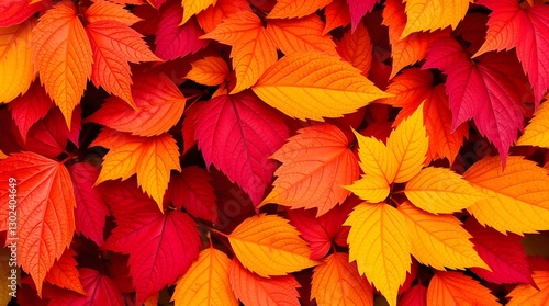 Wallpaper Mural a vibrant collection of autumn leaves in fiery red, orange, and golden yellow hues. The intricate leaf textures and delicate veins create a mesmerizing pattern, while soft lighting adds depth and warm Torontodigital.ca