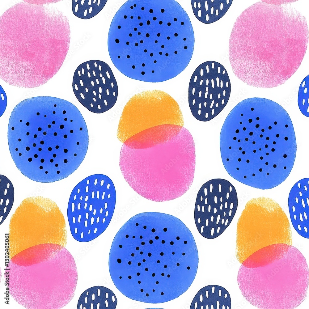 Colorful Abstract Pattern with Dots and Shapes on White Background Colorful Abstract Pattern with Dots and Shapes on White Background