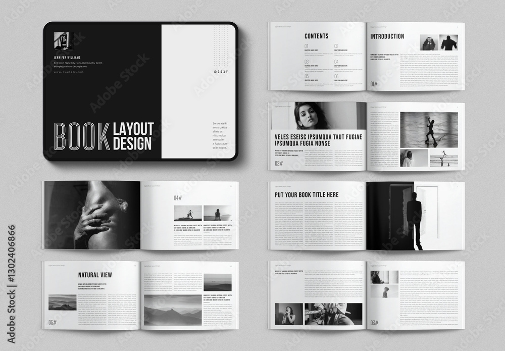 Digital Book Layout Design Template Landscape Stock Template | Adobe Stock