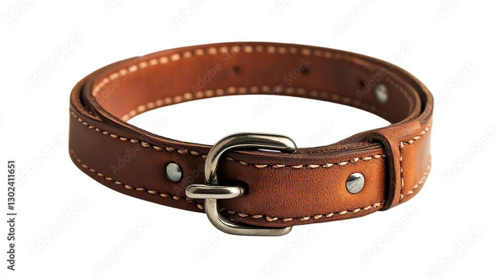 Handmade brown leather belt with silver buckle Handmade brown leather belt with silver buckle