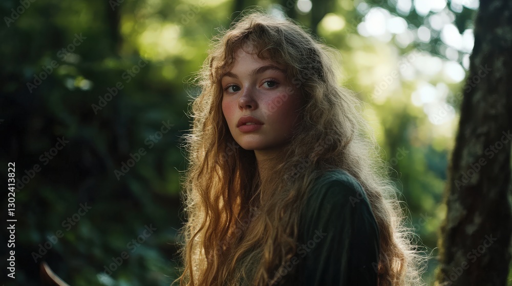 Fair Haired Woman Posing In A Forest Fair Haired Woman Posing In A Forest