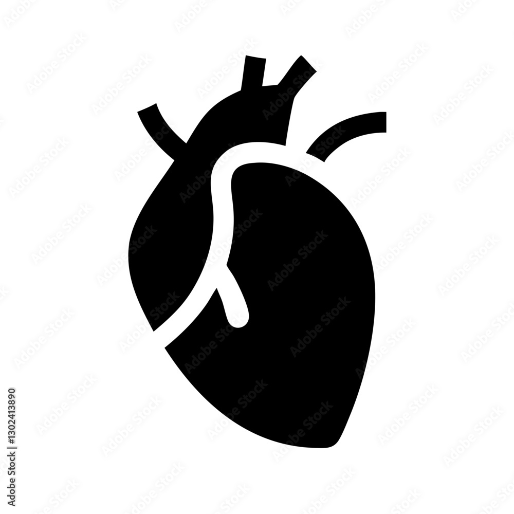 Simple black icon of the human heart for cardiovascular health and medical illustration Simple black icon of the human heart for cardiovascular health and medical illustration
