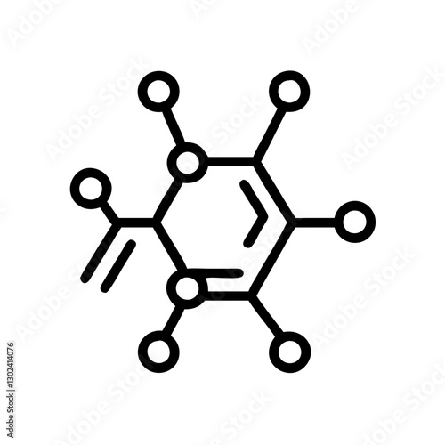 Simple black icon of a molecular compound for chemistry and molecular science