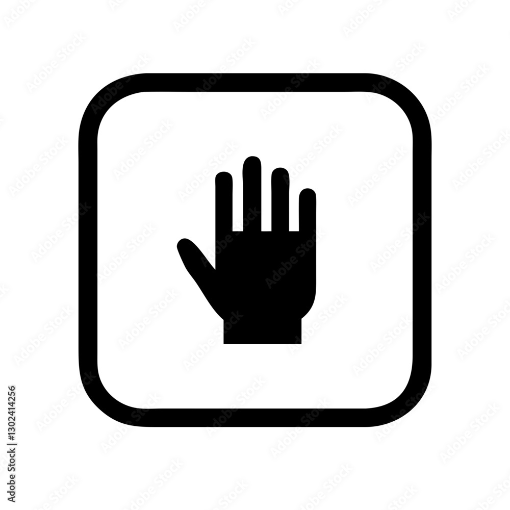 Simple black icon of a hand for surgical gloves use and safety precautions Simple black icon of a hand for surgical gloves use and safety precautions