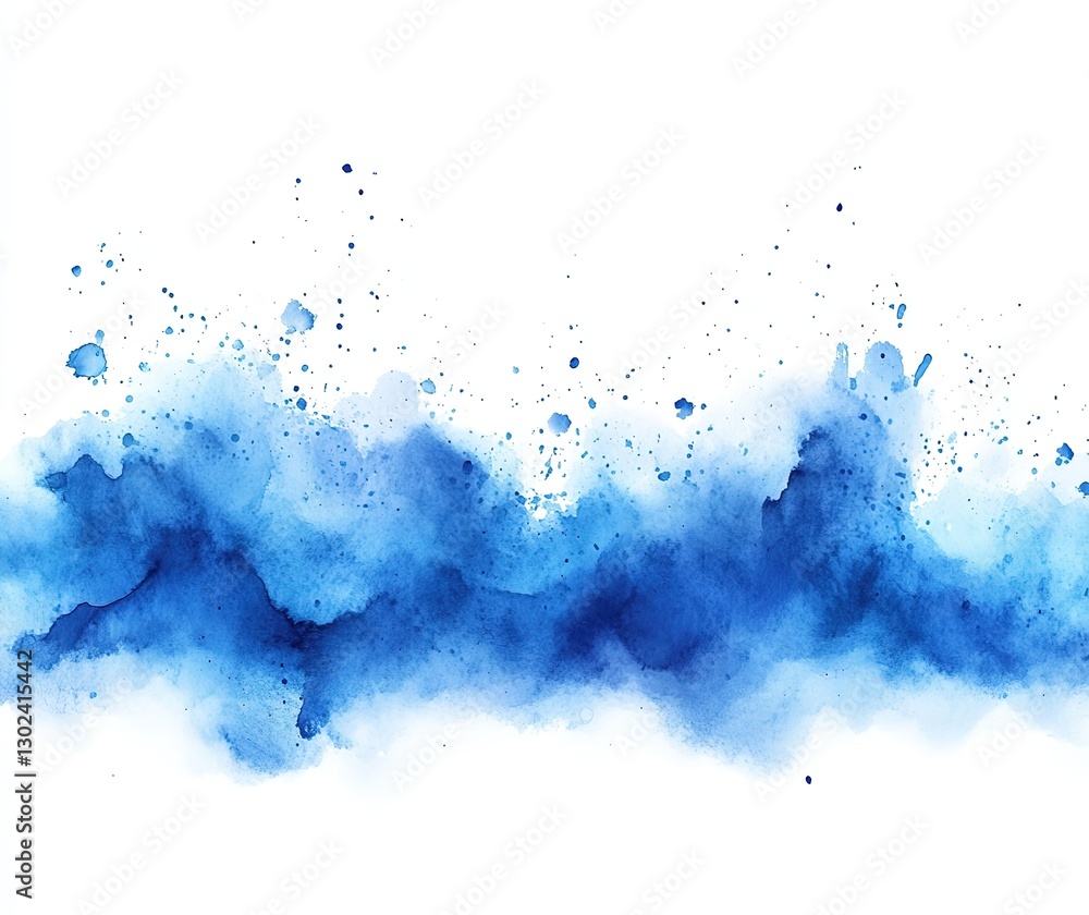 Fototapeta premium Abstract Blue Watercolor Wash Background, Splashes & Texture for Design