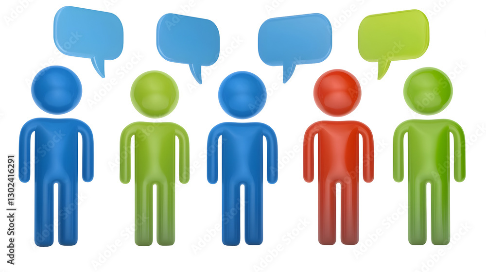 A digital 3D featuring three distinct abstract humanoid figures engaged in a collaborative discussion symbolizing teamwork problem solving A digital 3D featuring three distinct abstract humanoid figures engaged in a collaborative discussion symbolizing teamwork problem solving