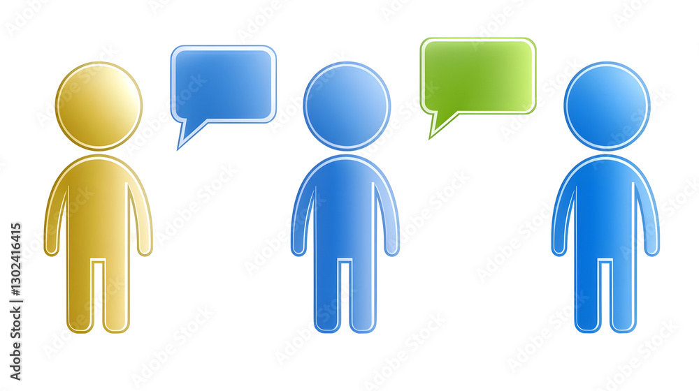 Vibrant 3D Communication Concept with Engaging Team Figures and Speech Bubbles Smooth eye catching design featuring rounded glossy human like characters in different bright colors Vibrant 3D Communication Concept with Engaging Team Figures and Speech Bubbles Smooth eye catching design featuring rounded glossy human like characters in different bright colors