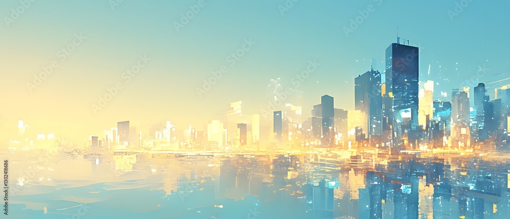 Fototapeta premium city skyline at sunset