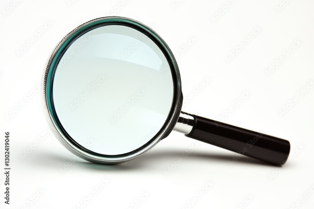 Close-up View of a Magnifying Glass Isolated on a Plain Background for Clarity Close-up View of a Magnifying Glass Isolated on a Plain Background for Clarity