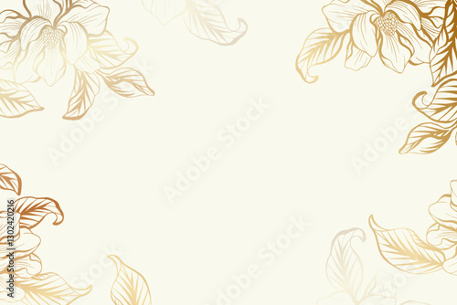 Magnolia floral background with gold luxury color