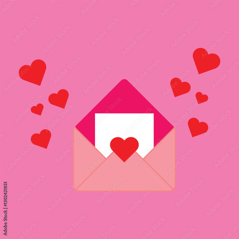 Valentine's Day vector background with love letters and hearts for banners, cards, flyers, social media wallpapers Valentine's Day vector background with love letters and hearts for banners, cards, flyers, social media wallpapers
