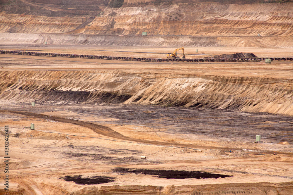 Germany, North Rhine Westphalia, -june 2017: natural structures in open pit coal mine; Germany,for winning brown coal