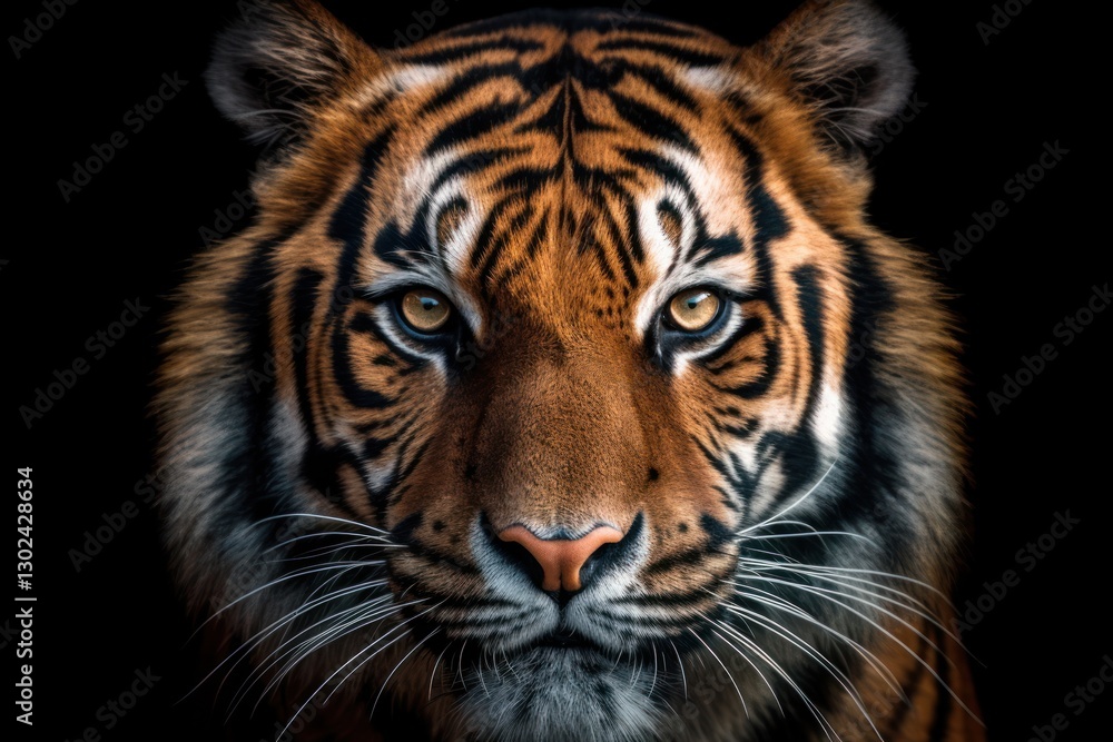 Naklejka premium Close Up Shot of an Adult Tiger with Great Detail and Realism