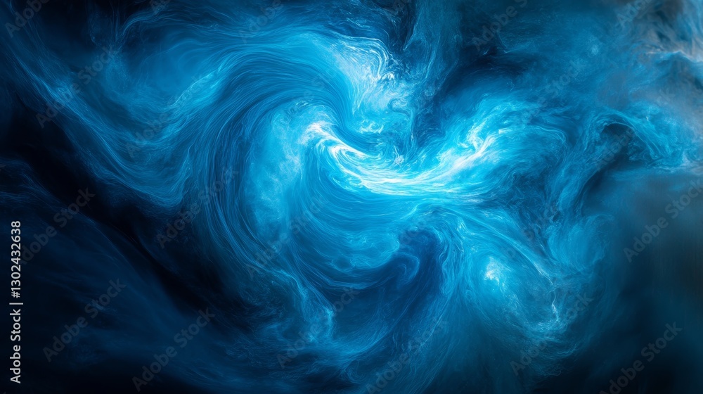 Fototapeta premium Ethereal Cerulean Swirls: Luminous Blue Nebula Abstract 