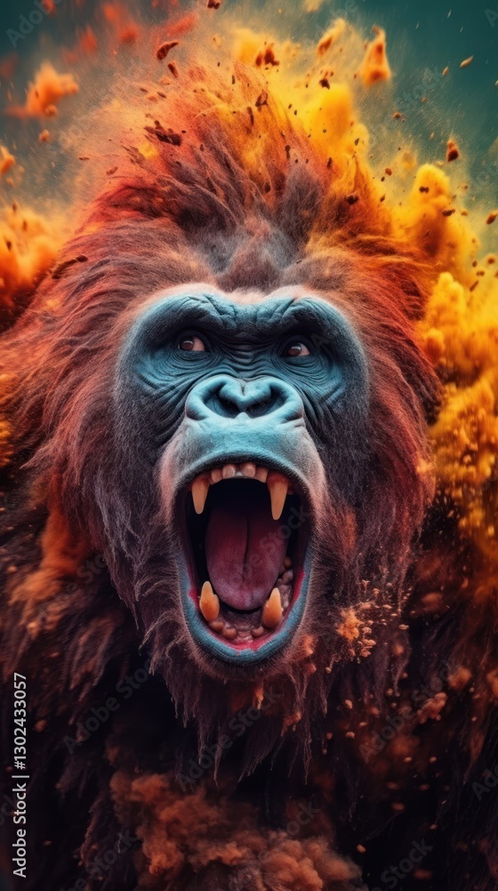 Gorilla in Action with Fast Shutter Speed and Vibrant Colors Gorilla in Action with Fast Shutter Speed and Vibrant Colors