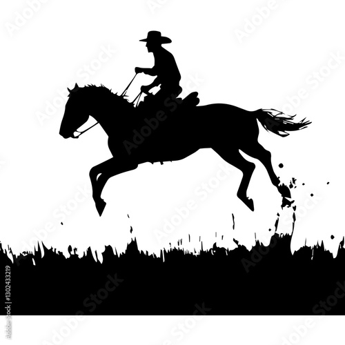 Rodeo Cowboy Riding a Bucking Bronco Silhouette – High-Quality Vector Image
