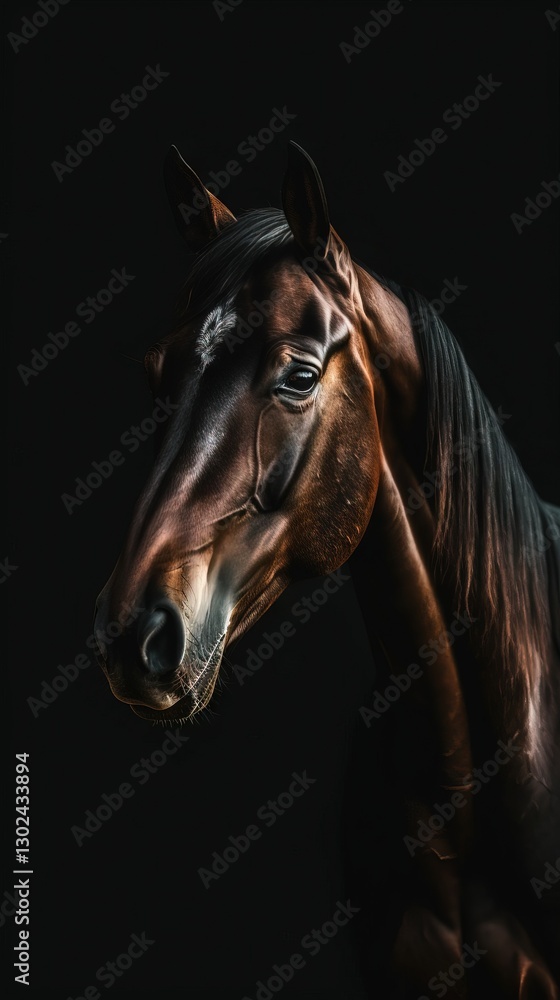 Horse on Dark Background in Focus Horse on Dark Background in Focus