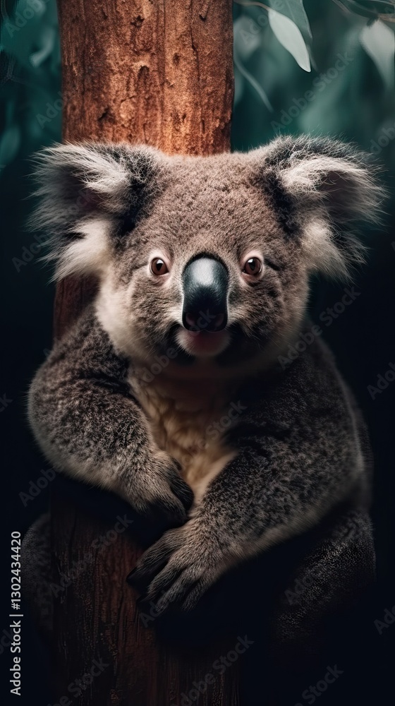 Koala Bear in a Tree: A Portrait of a Furry Marsupial Koala Bear in a Tree: A Portrait of a Furry Marsupial