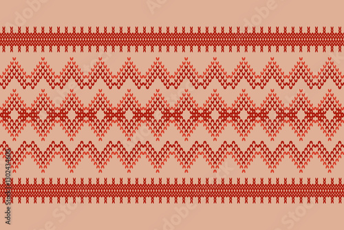 Ikat ethnic geometric abstract embroidery oriental traditional knitted pattern. Native geometry decorative design for fabric, wallpaper, background, interior, decoration, texture, border decor, print