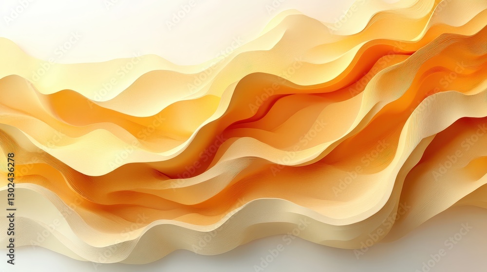 Fototapeta premium Abstract Orange Waves, Flowing Design, White Background