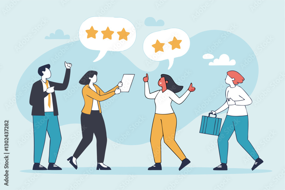 Obraz premium Employee feedback, opinion or rating review, customer service quality, survey result or social media comment, appraisal, evaluation or ranking concept, business people giving feedback communication.