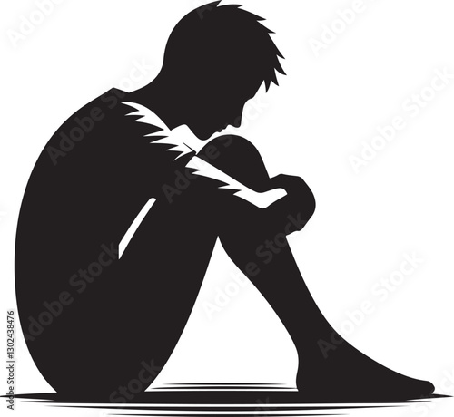 Sitting sadly vector illustration