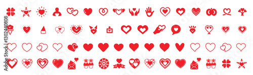 Heart Shape Set of red hearts in different pose. Collection of heart illustration with different style. Vector illustrator EPS10