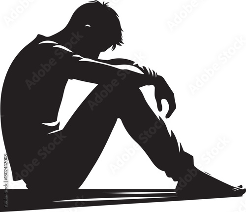 Sitting sadly vector illustration