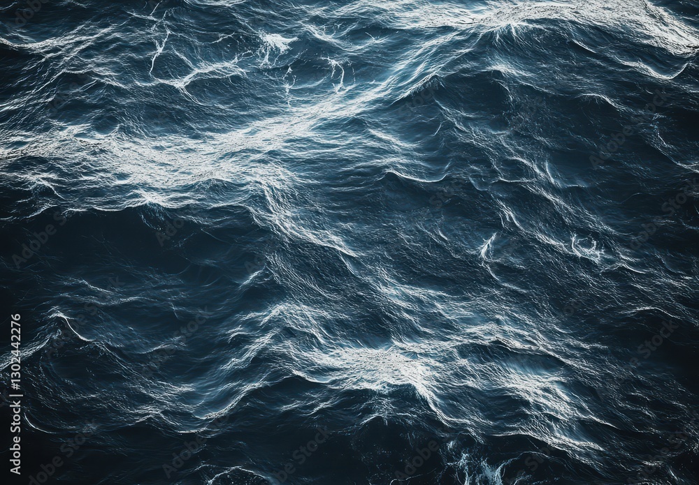 Fototapeta premium Serene Deep Blue Ocean Waves with Sunlight Reflection and Gentle Ripples in an Expansive Seascape for Nature and Travel Themes