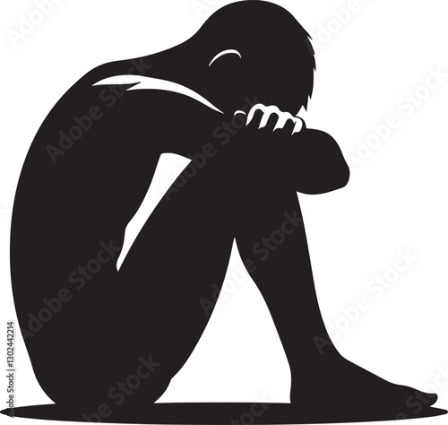 Sitting sadly vector illustration