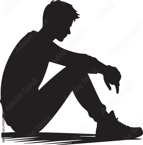 Sitting sadly vector illustration