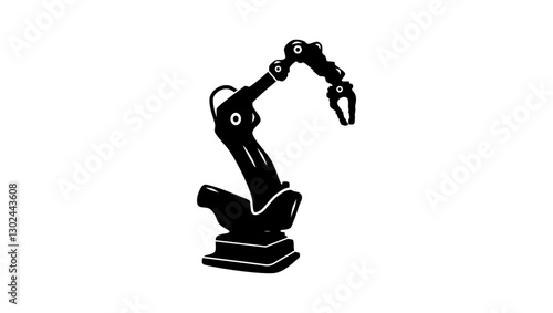 industrial robotic arm, Black Isolated silhouette