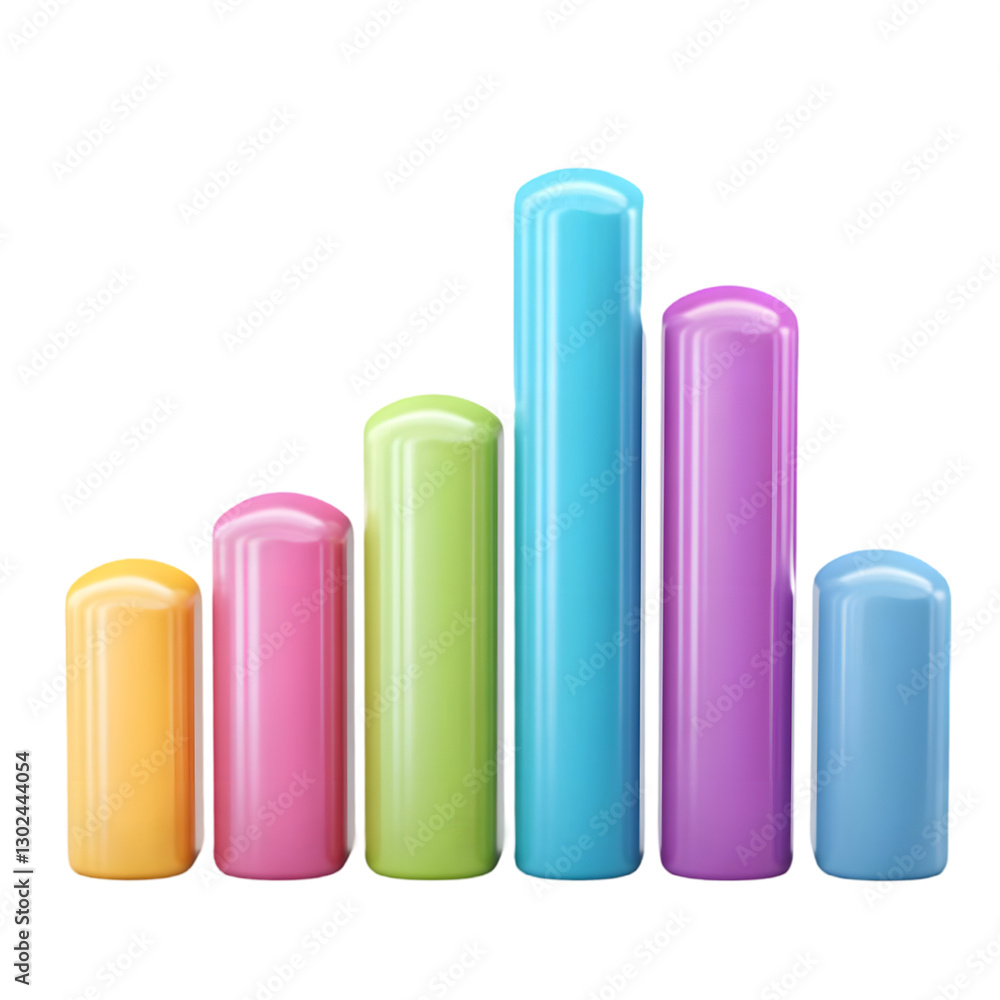 Colorful cylindrical bars representing data visualization in a modern design setting Colorful cylindrical bars representing data visualization in a modern design setting