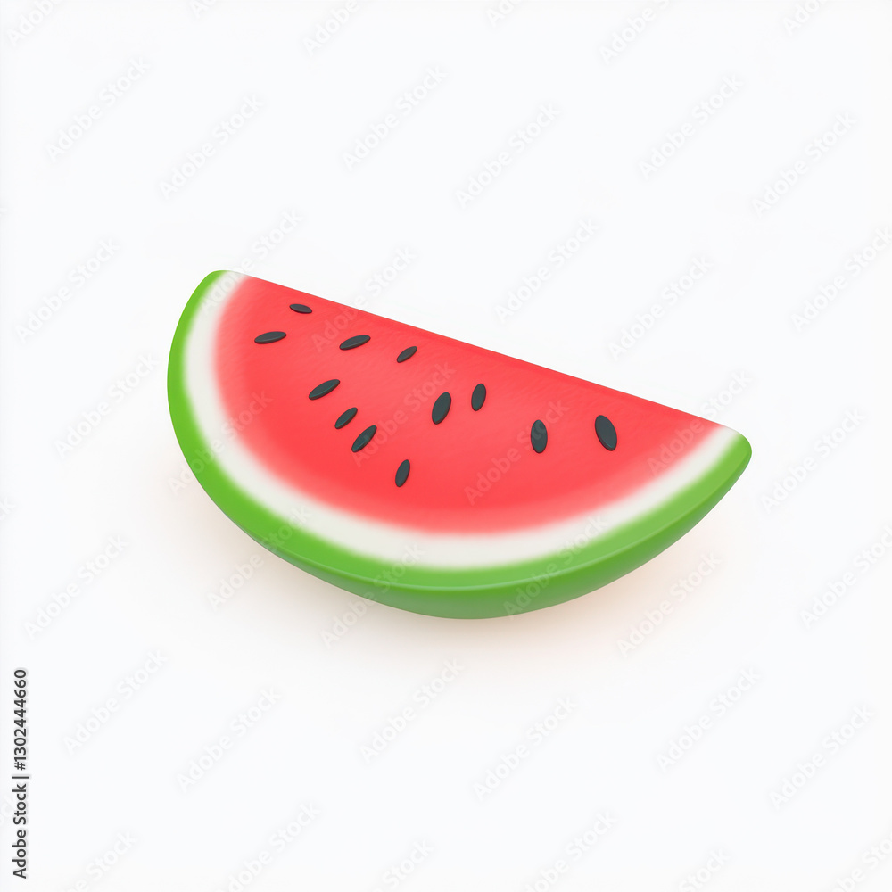 A 3D icon render of a piece of watermelon A 3D icon render of a piece of watermelon