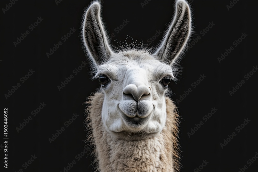Obraz premium A close up portrait of a white llama looking directly forward